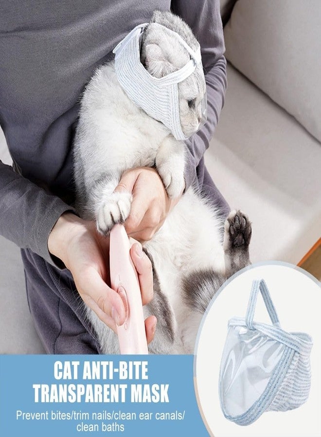 MiOYOOW Cat Muzzle, Breathable Cat Face Cover Transparent Anti Bite Face Protection for Nail Trimming Bathing - Image 2